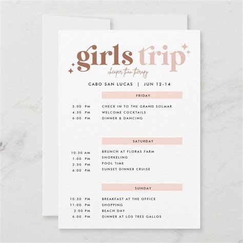 bachelorette itinerary template zazzle.